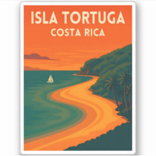 Pegatina Retro Vintage Viaje Costa Rica Isla Tortuga