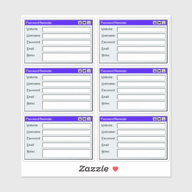 Pegatina Retro Web Page Username Log Password Tracker  (Hoja)