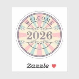 Pegatina Retro Welcome 2026 New Year Sticker