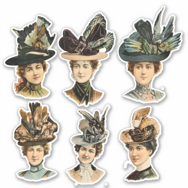 Pegatina Retro Women Face Scrapbook (Anverso)