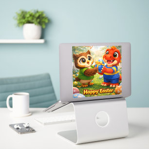 Pegatina Rex y hoot felices pascua grande vinilo laptop sti