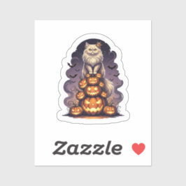 Pegatina Rey Calabaza Persa - Halloween de gato persa