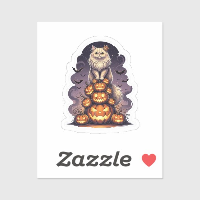 Pegatina Rey Calabaza Persa - Halloween de gato persa (Hoja)