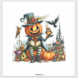Pegatina rey de calabaza y amigos