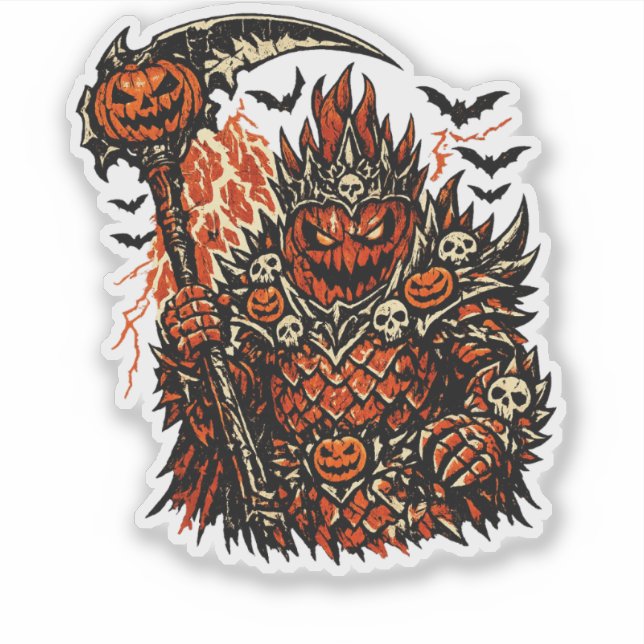 Pegatina Rey Demonio de Pitahaya de Halloween — Retro Oscur (Anverso)