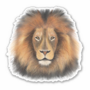 Pegatina rey león del jungla realista masculino acuarela