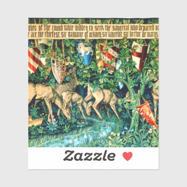 Pegatina Rey Medieval Arthur William Morris (Hoja)