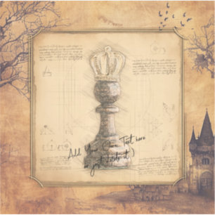 Pegatina Rey peón / Regalo de ajedrez de moda antiguo Reina