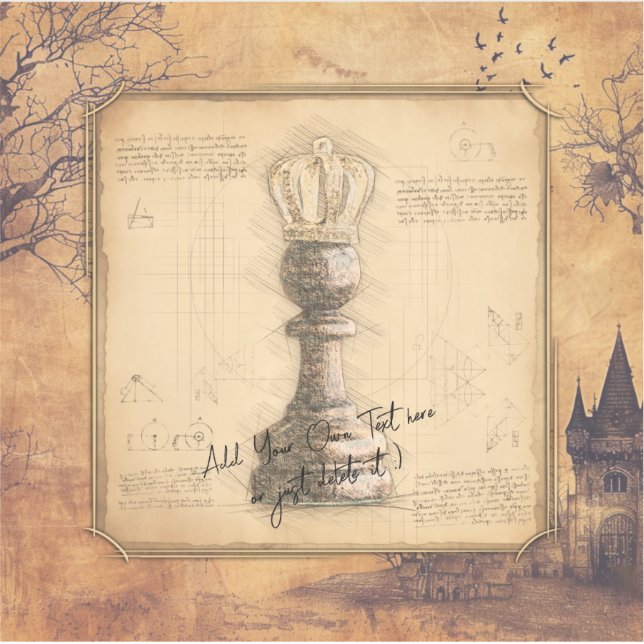 Pegatina Rey peón / Regalo de ajedrez de moda antiguo Reina (Anverso)