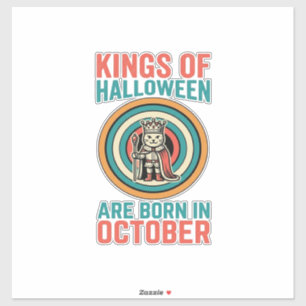 Pegatina Reyes De Halloween Cumpleaños De Octubre Camiseta 