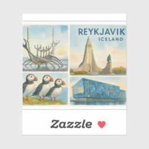 Pegatina Reykjavik Islandia multivista 