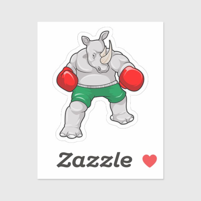 Pegatina Rhino en boxeo con guantes de boxeo (Hoja)