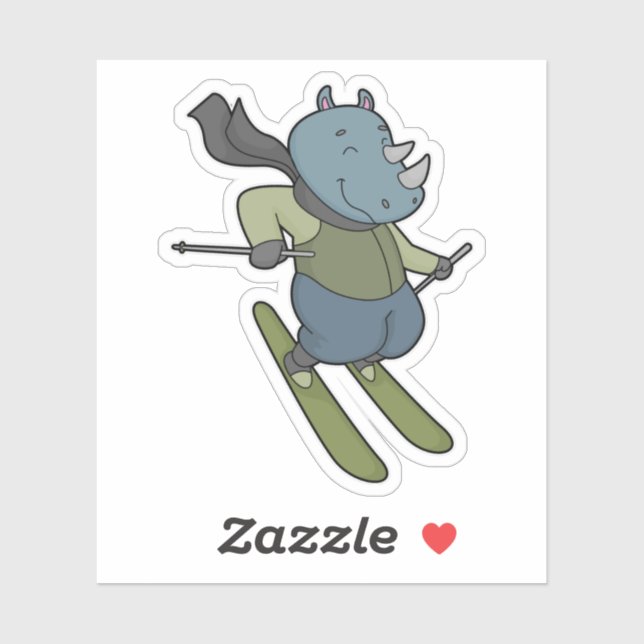 Pegatina Rhino Skier Ski (Hoja)