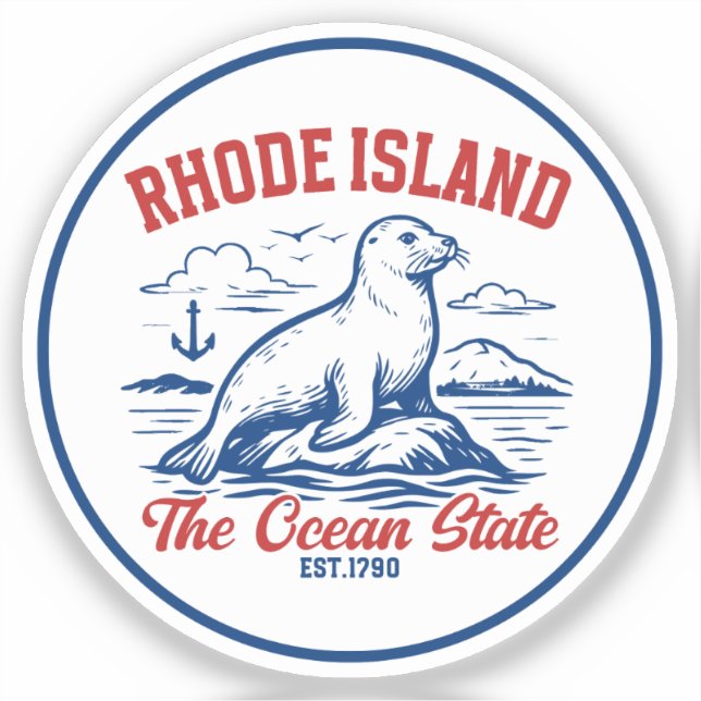 Pegatina Rhode Island Ocean State Seal Design (Anverso)