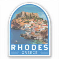 Rhodes Grecia Ilustracion Viaje Arte Vintage