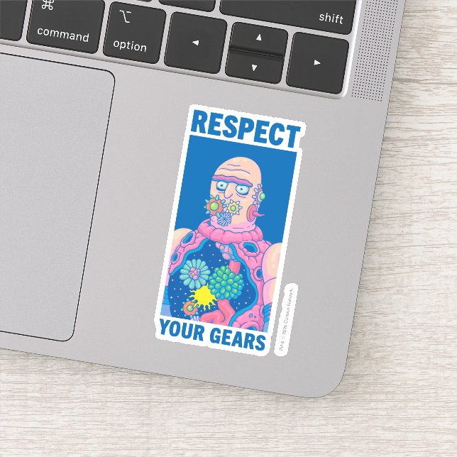 Pegatina RICK AND MORTY™ | Respete sus engranajes (Detalle)