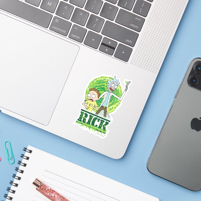Pegatina RICK AND MORTY™ | Splash verde (Ordenado portátil con iPhone)