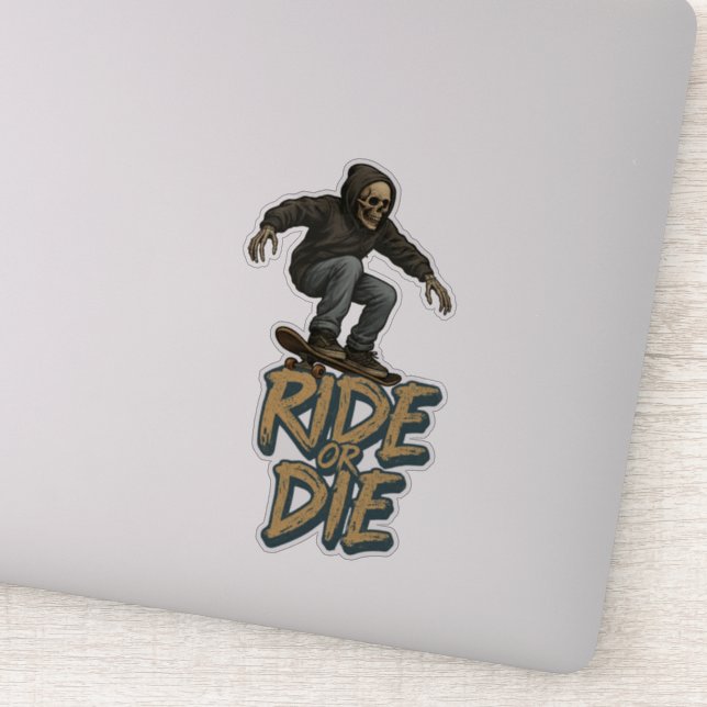 Pegatina Ride Or Die Skater Skeleton -Skateboarding Graphic (Detalle)