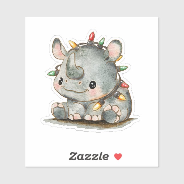 Pegatina Rinoceronte festivo (Hoja)