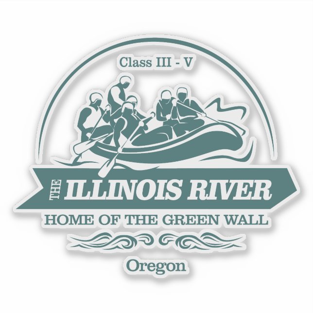 Pegatina Río Illinois (rafting 2) (Anverso)