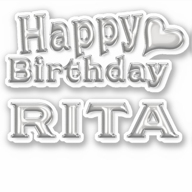 Pegatina Rita Happy Birthday silver Aufkleber Sticker (Anverso)