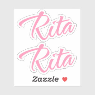 Pegatina Rita nombre cursiva rosa x2