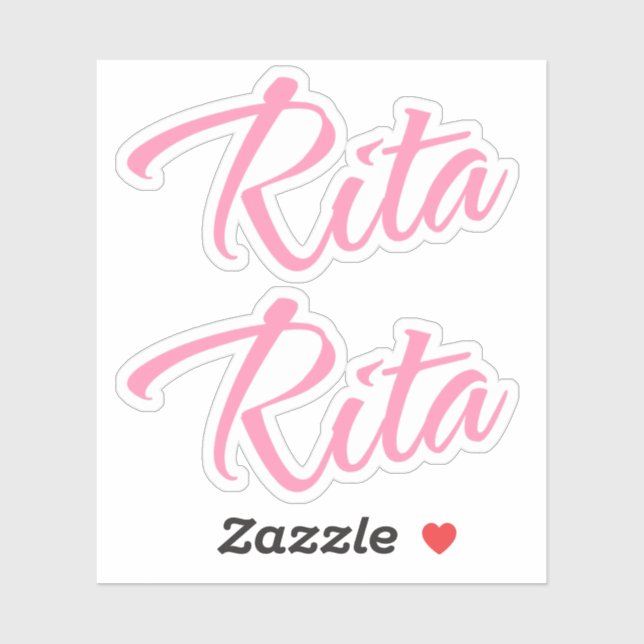 Pegatina Rita nombre cursiva rosa x2 (Hoja)