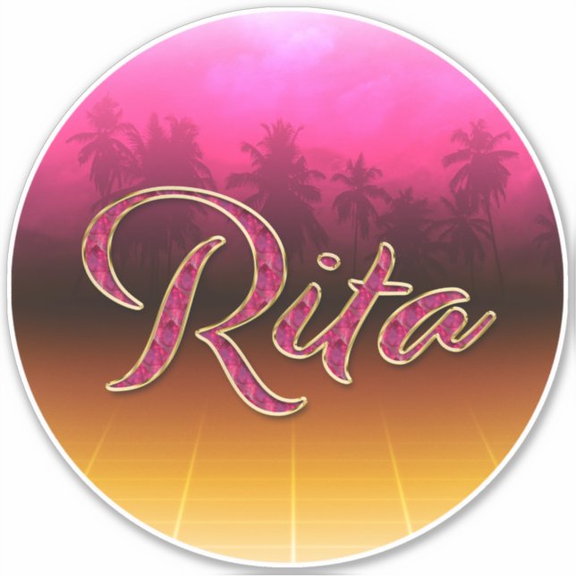 Pegatina Rita Vorname Name golden pink Aufkleber Sticker (Anverso)