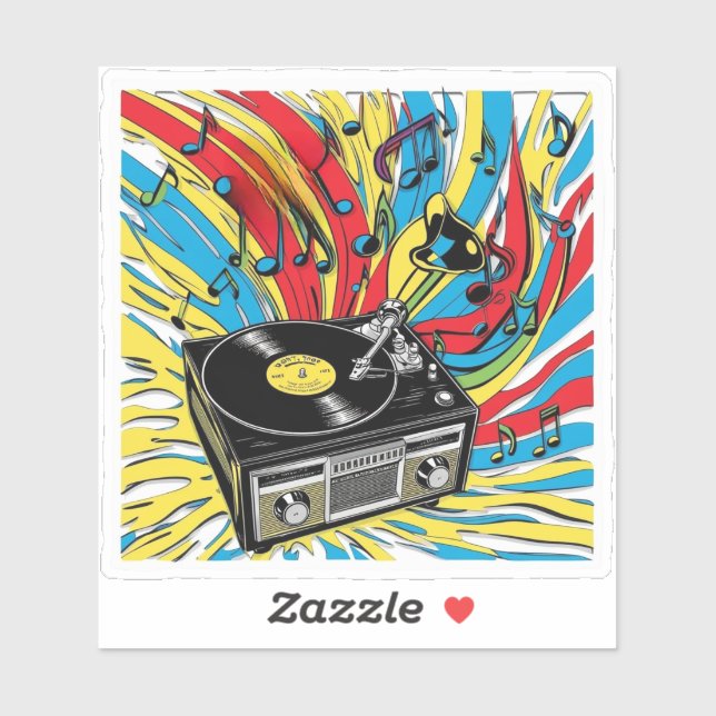 Pegatina Ritmo Retro – Tocadiscos de los 80 (Hoja)