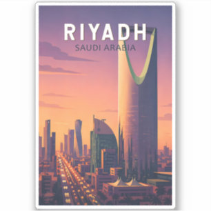 Pegatina Riyadh Arabia Saudita Ilustración Arte de Viaje Re