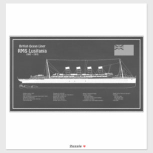 Pegatina RMS Lusitania - Planes de trazado del buque PBD