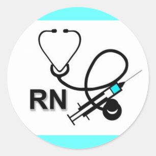 Pegatina RN con Stethoscope y aguja de inyección