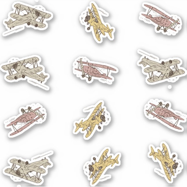 Pegatina Roaring Art Deco Bi-planos - personalizado amarill (Anverso)