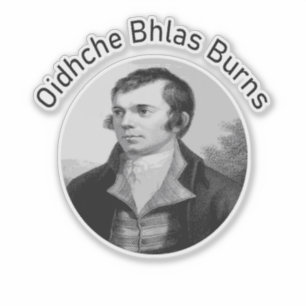 Pegatina Robbie Burns - Oidhche Bhlas Burns Gaélico en Gris