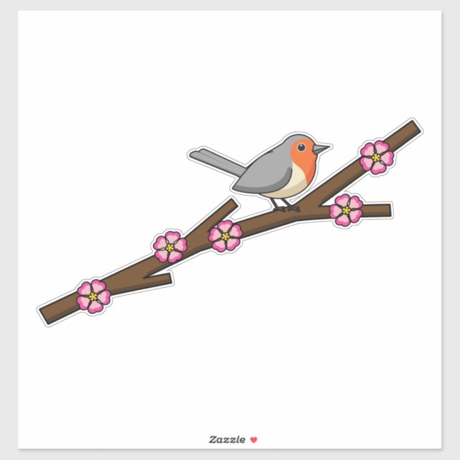 Pegatina Robin en Sakura (Hoja)