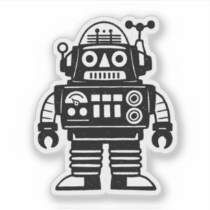 Pegatina Robot Inspirado en el Retro de Mitad de Siglo