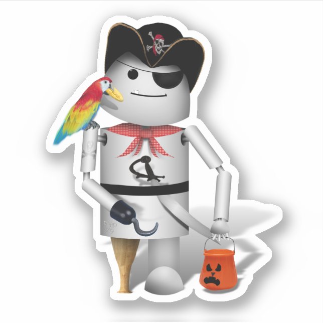 Pegatina Robot Pirata Robo-x9 Halloween (Anverso)