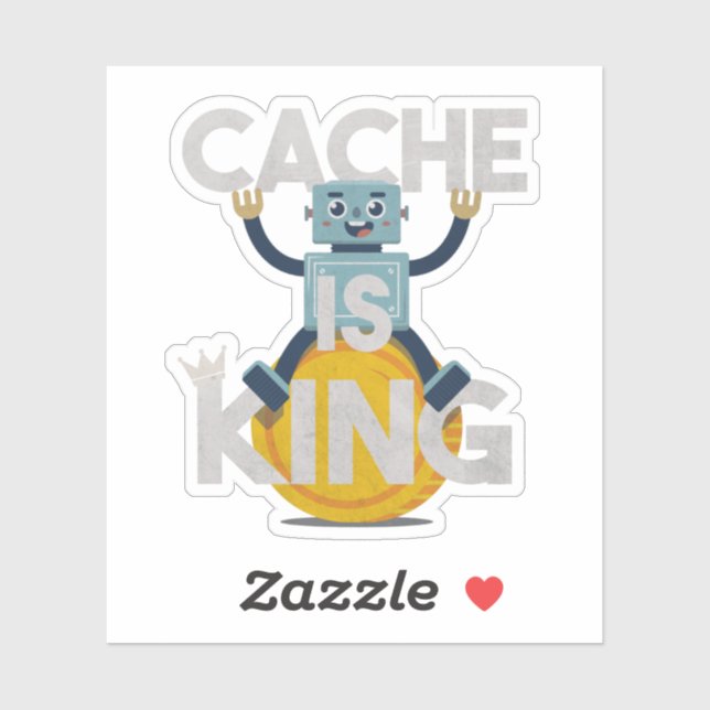 Pegatina Robot Pun: Caché es Rey (Hoja)