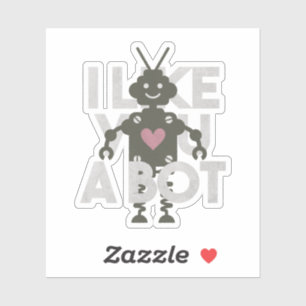 Pegatina Robot Pun: Me gustas un bot