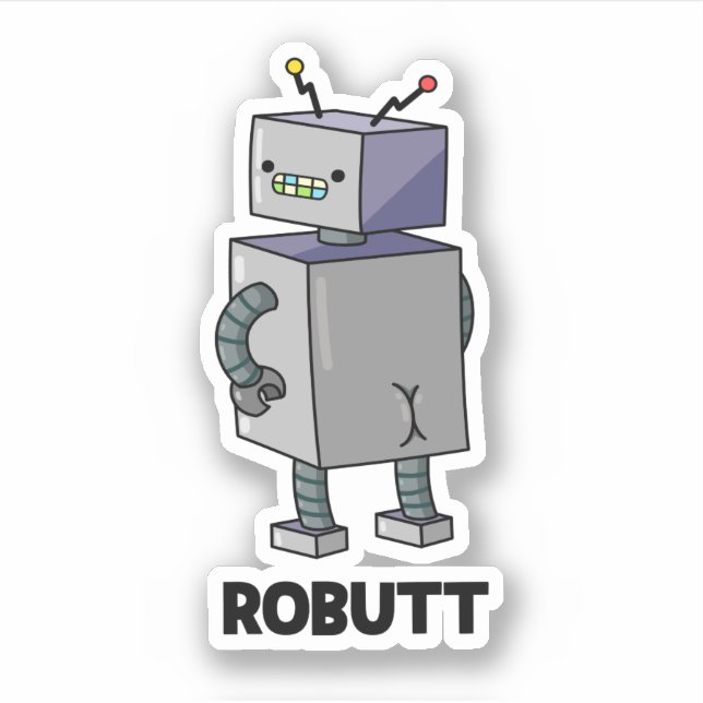 Pegatina Robutt Funny Robot Pun (Anverso)