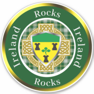 Pegatina Rocas Escudo irlandés/cruz celta personalizada