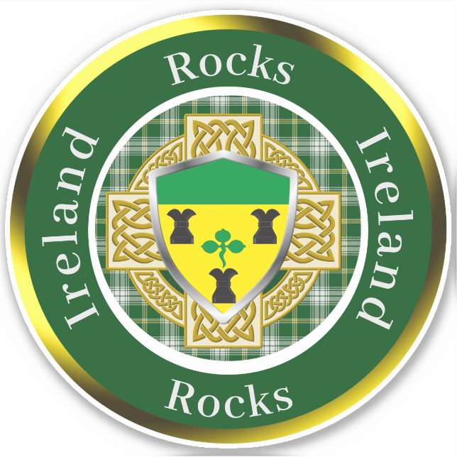 Pegatina Rocas Escudo irlandés/cruz celta personalizada (Anverso)