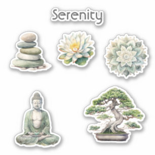 Pegatina Rocas Flor de Loto Serenidad Árbol Bonsái Buddha