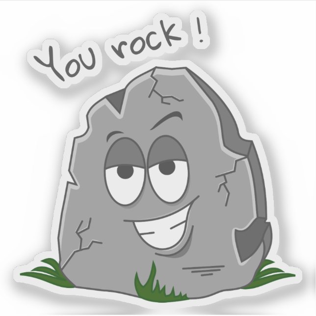 Pegatina ¡Rocas! Funny Gray Personalizado Stone (Anverso)