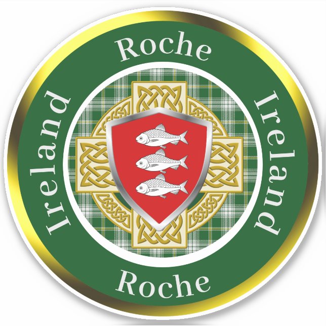 Pegatina Roche Irish Shield/Celtic Cross Personalizado (Anverso)