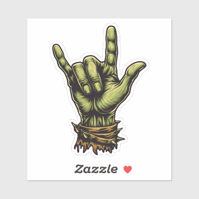 Pegatina Rock zombie y Rótulo Roll Hand (Hoja)