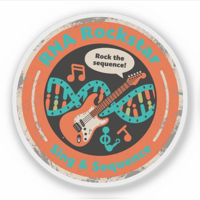 Pegatina Rocker de ADN tocando con el Genoma (Anverso)