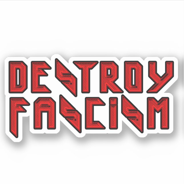 Pegatina Rockero retro - Destruir el fascismo (Anverso)