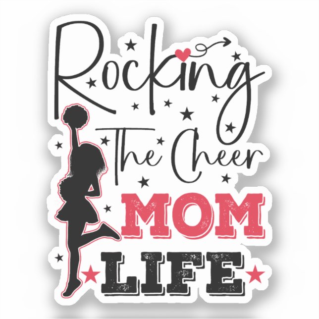 Pegatina Rocking The Cheer Mom Life Funny Cheerading Guay (Anverso)