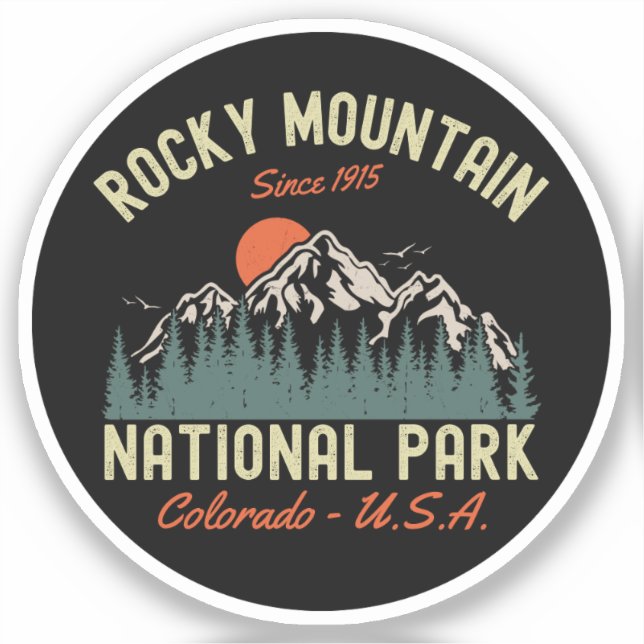 Pegatina Rocky Mountain National Park Since 1915 (Anverso)